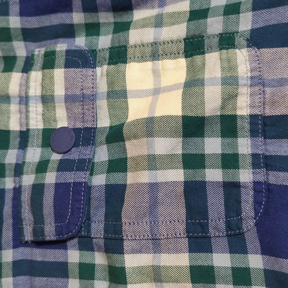 L.L. Bean Fleece-Lined Flannel Shirt, Snap-Front Plaid Size Small in Blue/Green - Picture 3 of 12